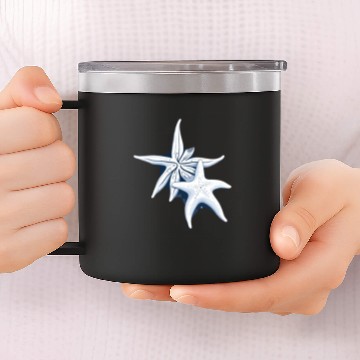 Discover Two starfish ink drawing 14oz Stainless Steel Tumblers