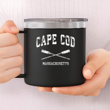 Discover Cape Cod Massachusetts Nautical Crossed Oars 14oz Stainless Steel Tumblers