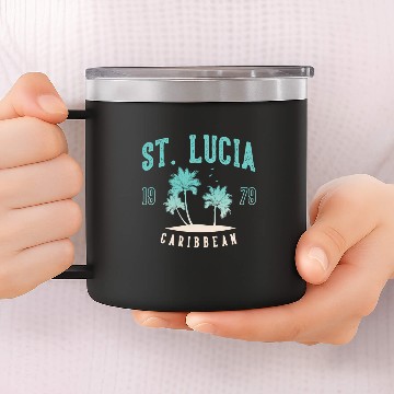 Discover St Lucia Caribbean 14oz Stainless Steel Tumblers