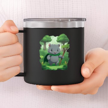 Discover Wombat Hero - Green Cape Wombat 14oz Stainless Steel Tumblers