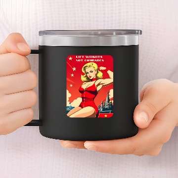 Discover Funny Retro Bodybuilding Soviet Communism Humor 14oz Stainless Steel Tumblers
