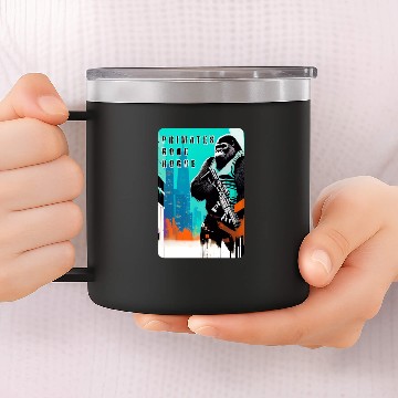 Discover Apex Predator: A Gun-Toting Ape Design 8 14oz Stainless Steel Tumblers