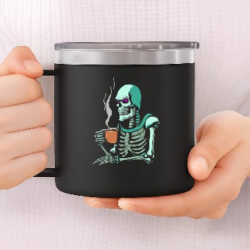 Discover Skeletor Drinking Coffee 14oz Stainless Steel Tumblers