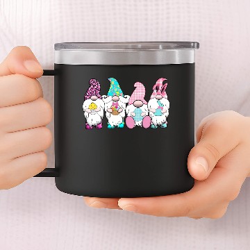 Discover 4 Easter Gnomes Pastel Spring Bunny Ears Gingham R 14oz Stainless Steel Tumblers
