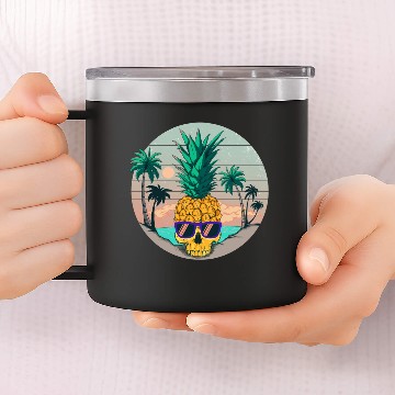 Discover Summer Pineapple Skull 14oz Stainless Steel Tumblers