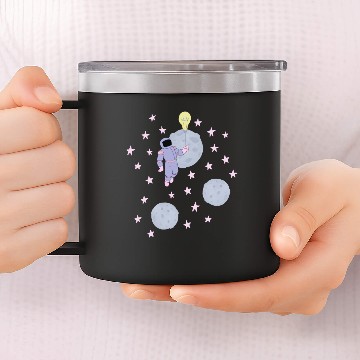 Discover Lavender Astronaut In Space 14oz Stainless Steel Tumblers