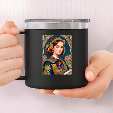 Discover Retro Java Dutch Girl Batik Design 14oz Stainless Steel Tumblers