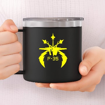 Discover F 35 vectorized 14oz Stainless Steel Tumblers
