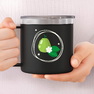 Discover Guava With Flower And Leaves 14oz Stainless Steel Tumblers