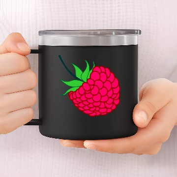 Discover Raspberry red with green leaves 14oz Stainless Steel Tumblers