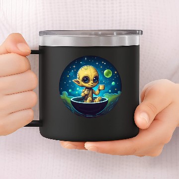 Discover Coffee-loving Alien: Midnight Snack 14oz Stainless Steel Tumblers