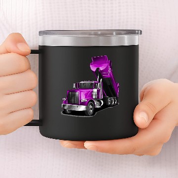 Discover Dump Truck Purple 14oz Stainless Steel Tumblers