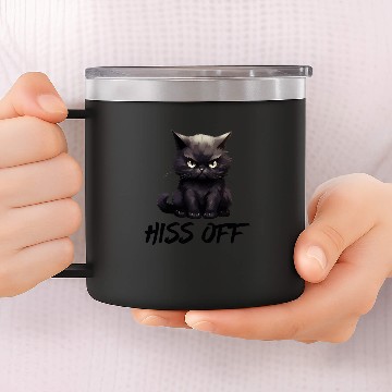 Discover Black Cat Hiss Off Funny Halloween 14oz Stainless Steel Tumblers