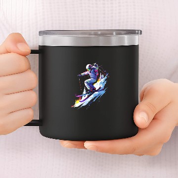 Discover Skiing Ski Snow Mountain Skier Winter 14oz Stainless Steel Tumblers