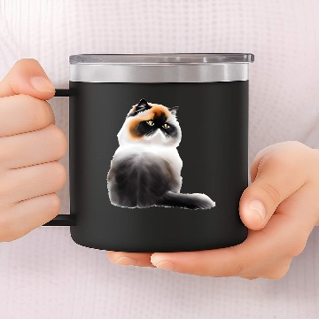 Discover Persian Cat - Black, White, and Orange 14oz Stainless Steel Tumblers