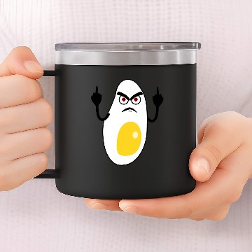 Discover Eggs Grumpy Fried Egg 14oz Stainless Steel Tumblers