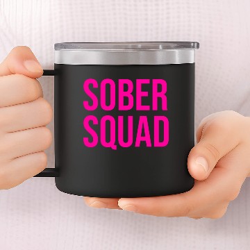 Discover Sober Squad pink lettering solid 14oz Stainless Steel Tumblers