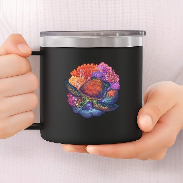 Discover Sea Turtle Reef 14oz Stainless Steel Tumblers