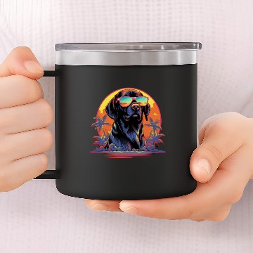 Discover Retro Wave Foxhound Dog 14oz Stainless Steel Tumblers