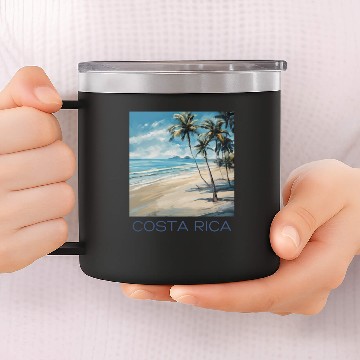 Discover Costa Rica Palm Tree Beach 14oz Stainless Steel Tumblers