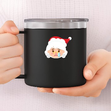 Discover Mrs Claus Emoticons Crying Tears Funny Christmas 14oz Stainless Steel Tumblers
