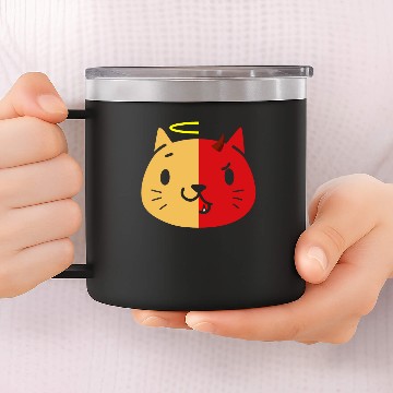Discover Two Face Cat Angel And Devil 14oz Stainless Steel Tumblers