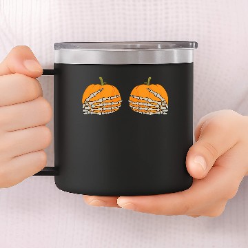 Discover Skeleton Pumpkins Boobies 14oz Stainless Steel Tumblers