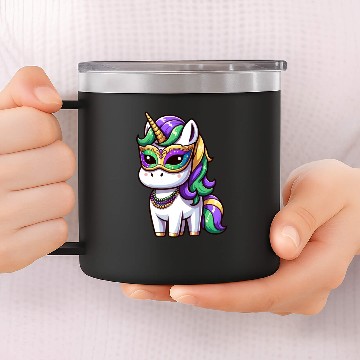 Discover Mardi Gras Unicorn Comic Mask 14oz Stainless Steel Tumblers