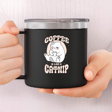 Discover Coffee is like a catnip 14oz Stainless Steel Tumblers