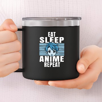Discover Eat Sleep anime repeat 14oz Stainless Steel Tumblers