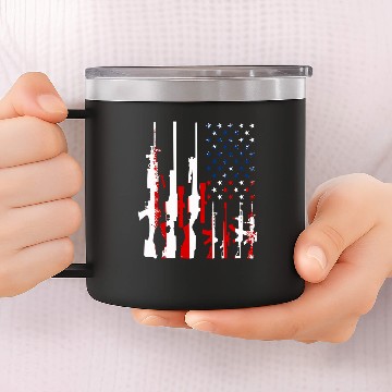 Discover Rifle gun flag 14oz Stainless Steel Tumblers