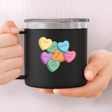 Discover coffee lover candy hearts 14oz Stainless Steel Tumblers