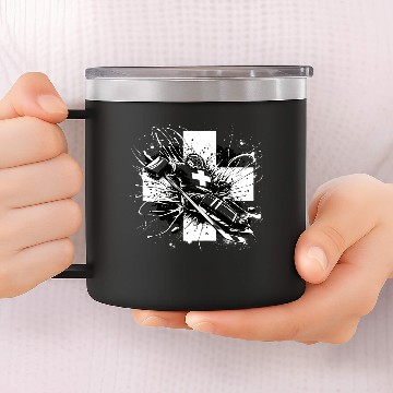 Discover Ice Hockey Switzerland - Swiss Hockey Goalkeeper 14oz Stainless Steel Tumblers