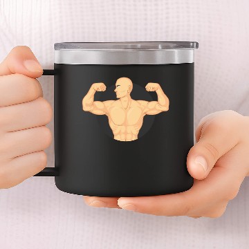 Discover Bodybuilder Flexing Muscles 14oz Stainless Steel Tumblers