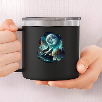 Discover Wolf Surrealistic Animal Kingdom Fantasy 14oz Stainless Steel Tumblers
