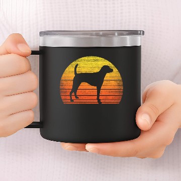 Discover American Foxhound Distressed Retro Sunset 14oz Stainless Steel Tumblers