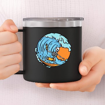 Discover Surfing Skeleton 14oz Stainless Steel Tumblers
