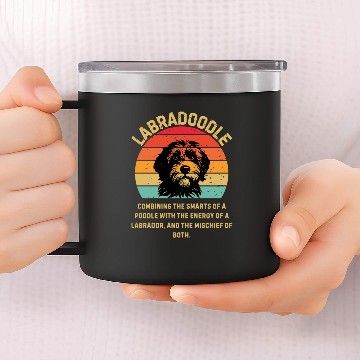 Discover Labradoodle Retro Sunset 14oz Stainless Steel Tumblers