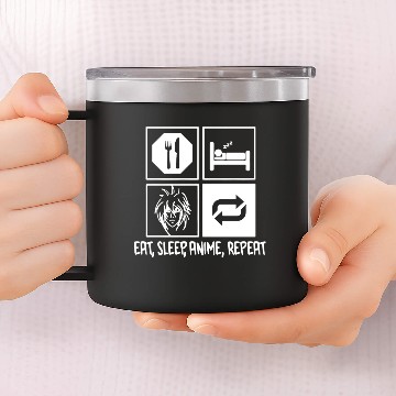 Discover Eat Sleep Anime Repeat 14oz Stainless Steel Tumblers