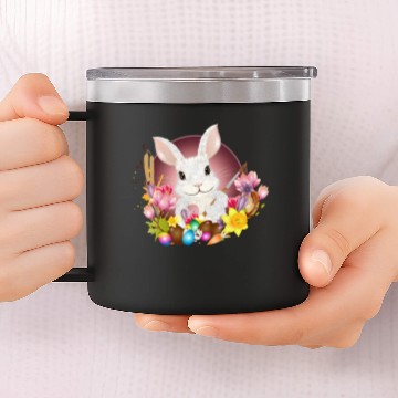 Discover white rabbit with Easter eggs as Easter bunny 14oz Stainless Steel Tumblers
