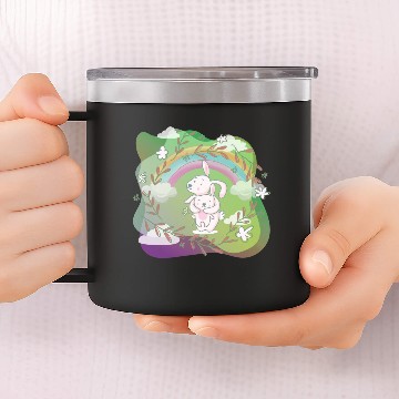 Discover Cute Funny Easter Egg Rabbit With Flower Frame 14oz Stainless Steel Tumblers