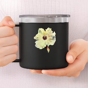 Discover Yellow Flower, Primitive, Folk, Minimalist Art 14oz Stainless Steel Tumblers