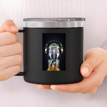 Discover Macaw listening to some tunes 14oz Stainless Steel Tumblers