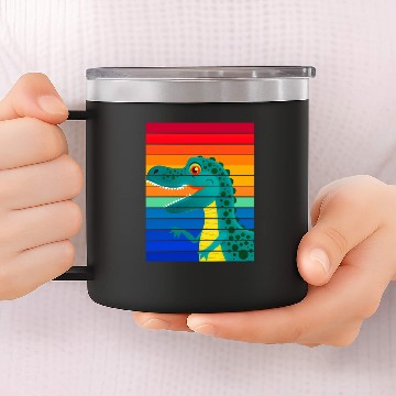 Discover Rainbow dinosaur 14oz Stainless Steel Tumblers