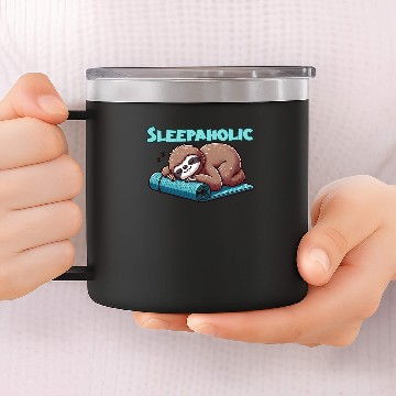 Discover Sleeping Sloth - Sleeping lovers - Sleepaholic 14oz Stainless Steel Tumblers
