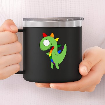 Discover Rainbow dinosaur 14oz Stainless Steel Tumblers