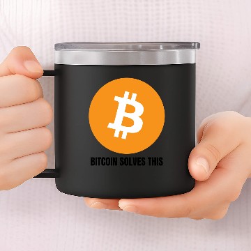 Discover Bitcoin Solves This BTC Cryptocurrency Design 14oz Stainless Steel Tumblers