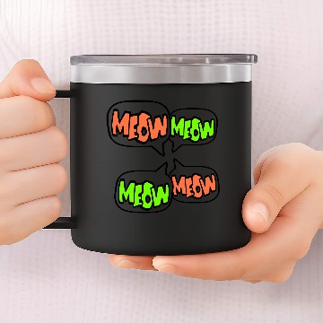Discover Meow Cat Speech Bubble Cartoon Text Quote Comic 14oz Stainless Steel Tumblers