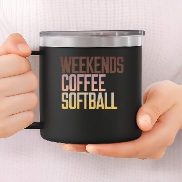 Discover Retro Weekends Coffee And Softball Mama Funny 14oz Stainless Steel Tumblers