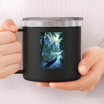 Discover Tranquil River: A Timeless Landscape poster 14oz Stainless Steel Tumblers